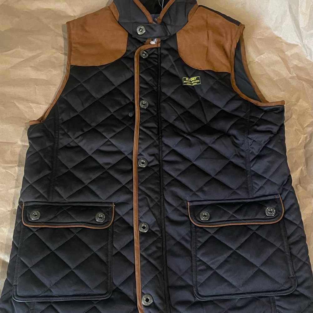 Jack by BB Dakota Quilted Black and Tan Vest